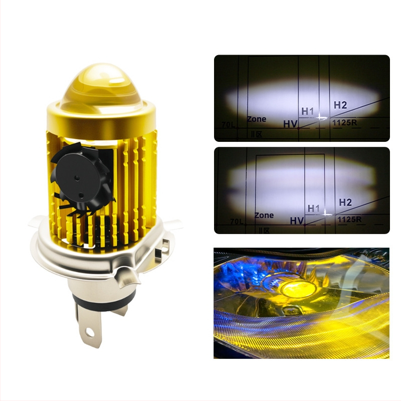 H4 LED motocikla priekšējais lukturs ar fish-eye lēcu, alumīnija korpuss, 12V, 30W