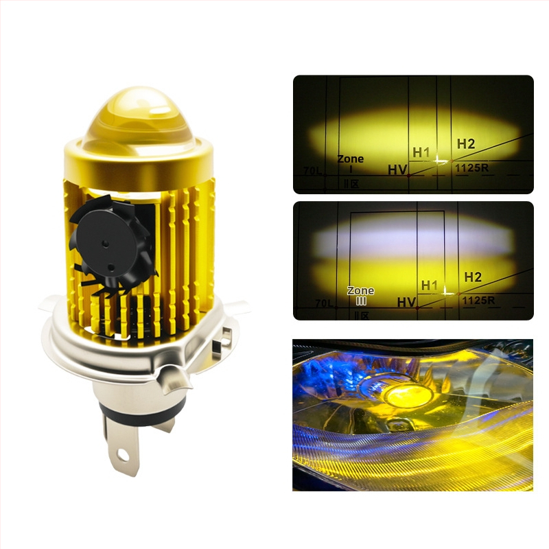 H4 LED motocikla priekšējais lukturs ar fish-eye lēcu, alumīnija korpuss, 12V, 30W