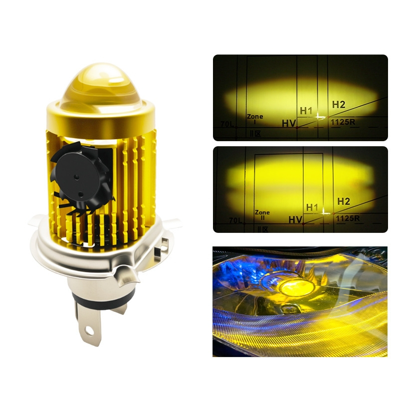 H4 LED motocikla priekšējais lukturs ar fish-eye lēcu, alumīnija korpuss, 12V, 30W