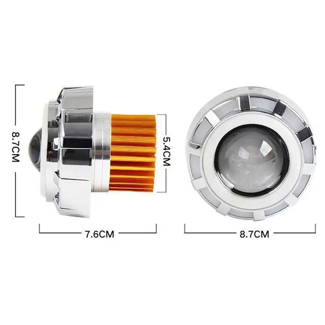 LED motocikla priekšējais lukturis ar eņģeļu acīm un dubultu atveri, alumīnija korpuss, IP68, 12V, 1500 lm