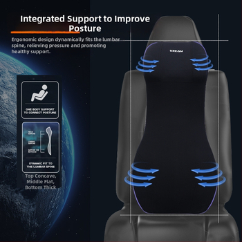 Automobiļa jostas atbalsta spilvens ar integrētu galvas balstu, viengabala dizains, atmiņas kokvilnas pildījums, vadītāja sēdekļa atbalsts