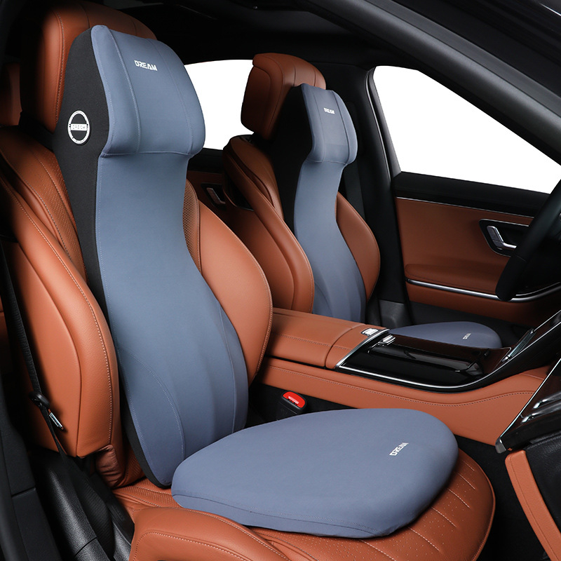Automobiļa jostas atbalsta spilvens ar integrētu galvas balstu, viengabala dizains, atmiņas kokvilnas pildījums, vadītāja sēdekļa atbalsts