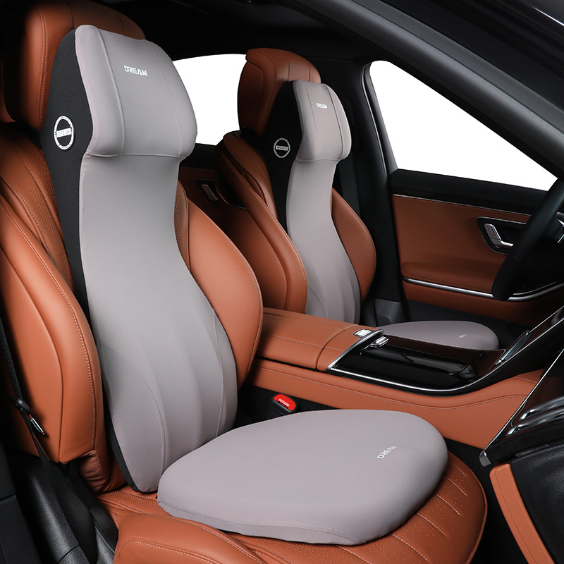 Automobiļa jostas atbalsta spilvens ar integrētu galvas balstu, viengabala dizains, atmiņas kokvilnas pildījums, vadītāja sēdekļa atbalsts