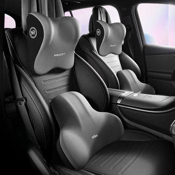 Automobiļa jostas atbalsta un galvas balsts ar atmiņas putām, materiāls Milk Silk, raksts Buddo, iespēja logotipa drukāšanai, universāla savietojamība