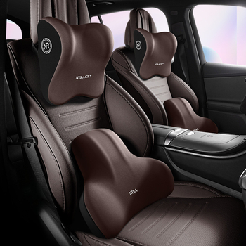 Automobiļa jostas atbalsta un galvas balsts ar atmiņas putām, materiāls Milk Silk, raksts Buddo, iespēja logotipa drukāšanai, universāla savietojamība