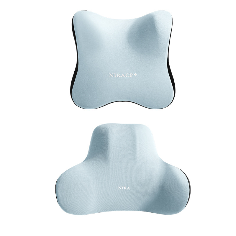 Automobiļa jostas atbalsta un galvas balsts ar atmiņas putām, materiāls Milk Silk, raksts Buddo, iespēja logotipa drukāšanai, universāla savietojamība