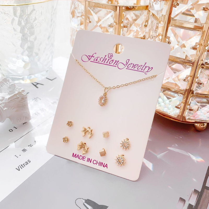 Комплект бижута: огърлица и обици със змийска верига, сплав, електроплакиране, оригинален дизайн, модел Любов / Водни капки / Камбанка