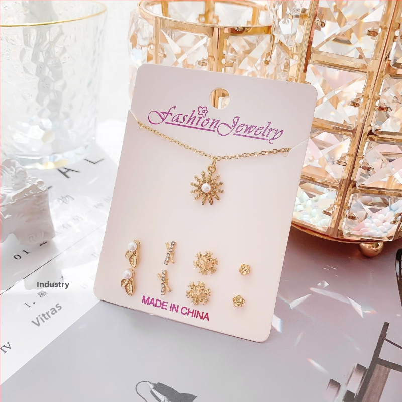 Комплект бижута: огърлица и обици със змийска верига, сплав, електроплакиране, оригинален дизайн, модел Любов / Водни капки / Камбанка