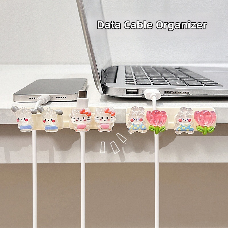 Kábel organizér pre stolný a nočný stolík, uloženie dátových a nabíjacích káblov, ABS materiál
