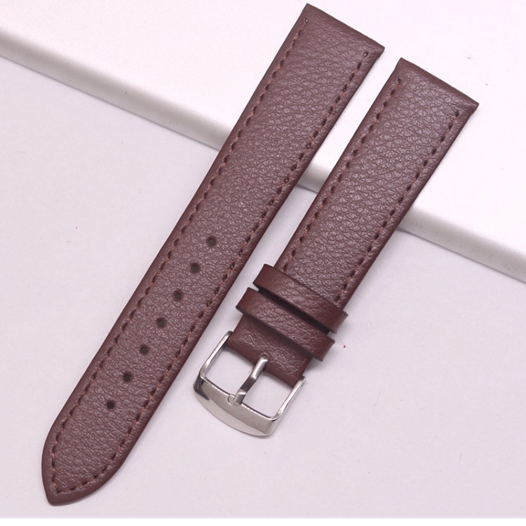 Kexin curea de ceas din piele naturală pentru bărbați, textură lychee, piele de vițel, ultra-subțire, cu știfturi de prindere