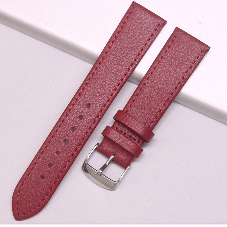 Kexin curea de ceas din piele naturală pentru bărbați, textură lychee, piele de vițel, ultra-subțire, cu știfturi de prindere