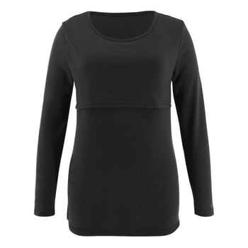 Majica za trudnice za dojenje, dugi rukav, okrugli izrez, mješavina pamuka i poliestera 50–70% pamuka, uski kroj, sve sezone, casual udobnost
