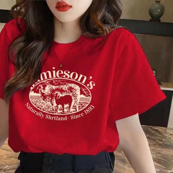 2026 Ženski T-shirt od guste pamuka s kratkim rukavima, proljeće/ljeto, korejski stil, širok kroj