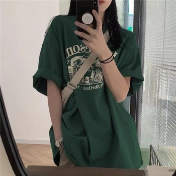 2026 Ženski T-shirt od guste pamuka s kratkim rukavima, proljeće/ljeto, korejski stil, širok kroj