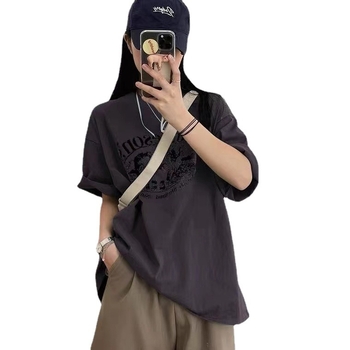 2026 Ženski T-shirt od guste pamuka s kratkim rukavima, proljeće/ljeto, korejski stil, širok kroj