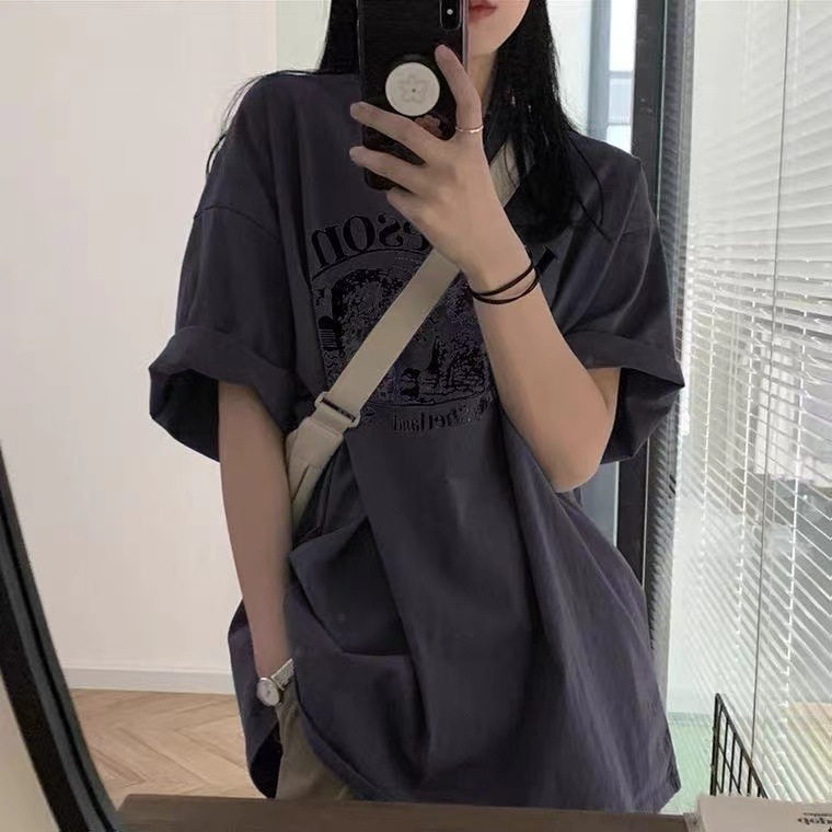 2026 Ženski T-shirt od guste pamuka s kratkim rukavima, proljeće/ljeto, korejski stil, širok kroj