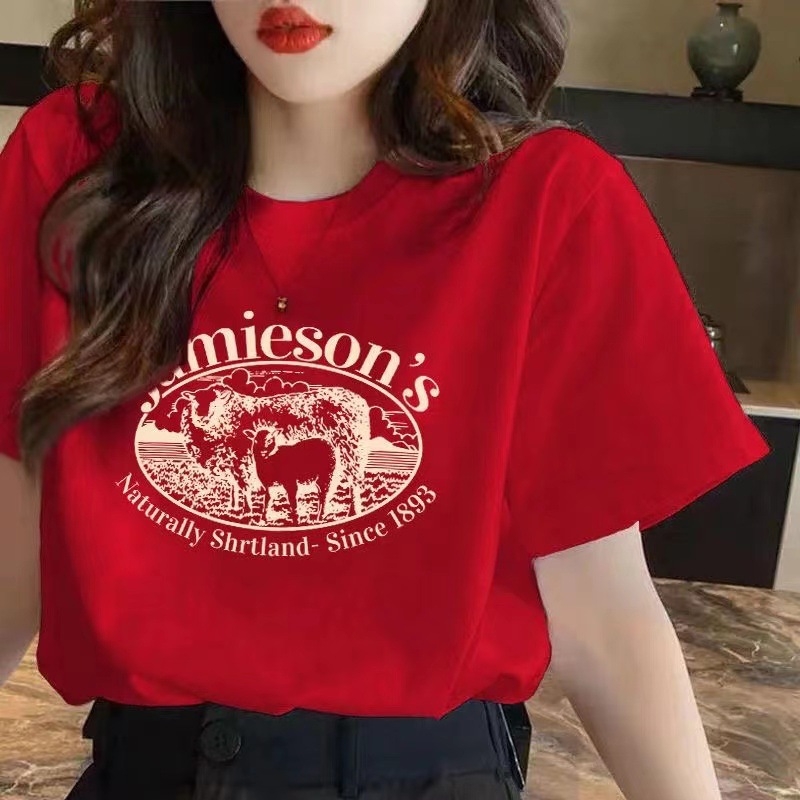 2026 Ženski T-shirt od guste pamuka s kratkim rukavima, proljeće/ljeto, korejski stil, širok kroj