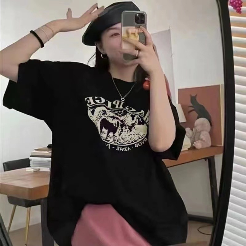 2026 Ženski T-shirt od guste pamuka s kratkim rukavima, proljeće/ljeto, korejski stil, širok kroj