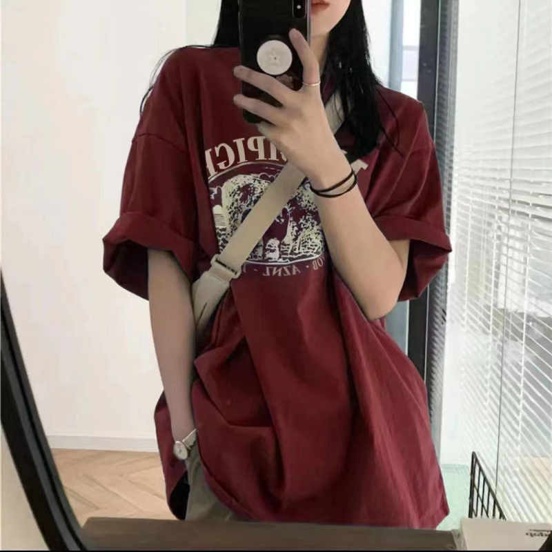 2026 Ženski T-shirt od guste pamuka s kratkim rukavima, proljeće/ljeto, korejski stil, širok kroj