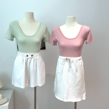 Majica kratkih rukava, pamučna tkanina, okrugli izrez, korejski stil