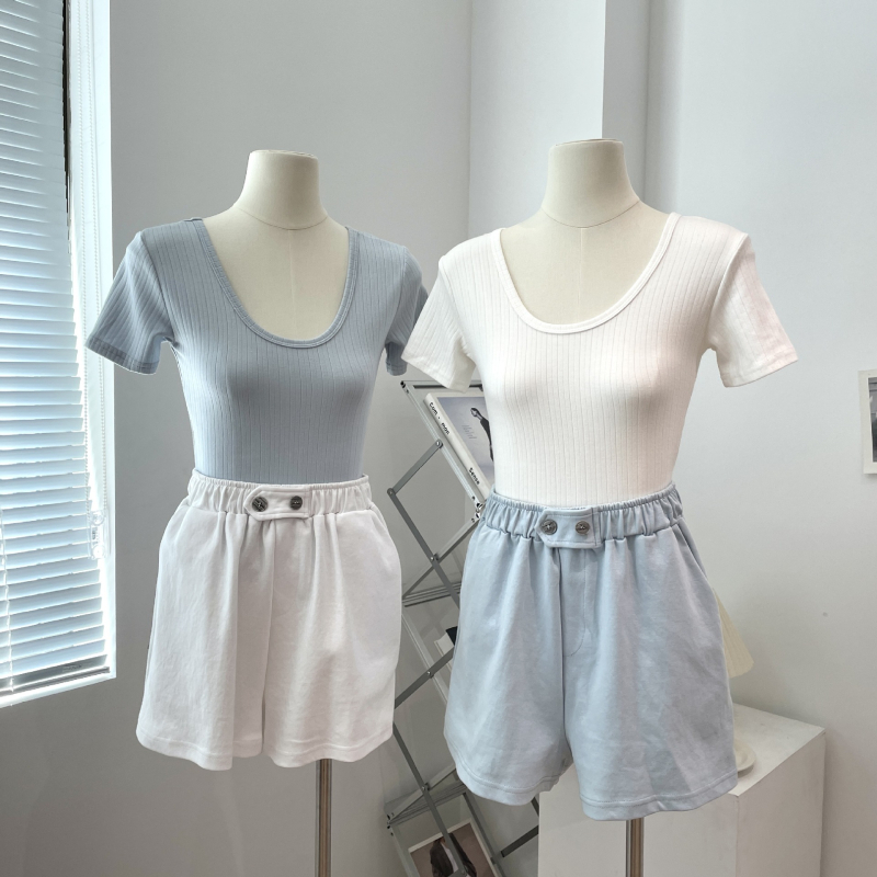 Majica kratkih rukava, pamučna tkanina, okrugli izrez, korejski stil