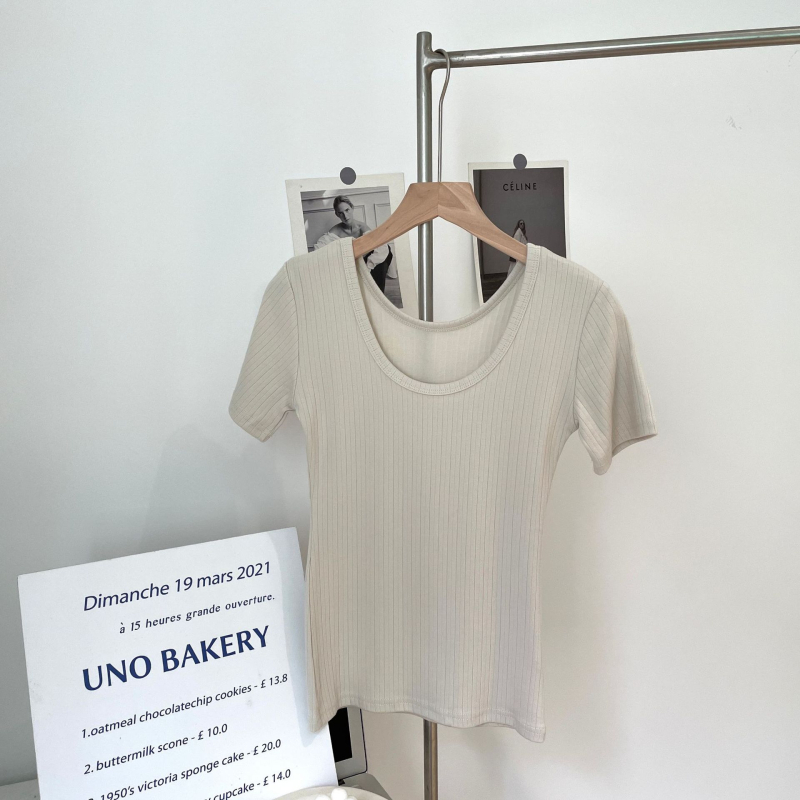 Majica kratkih rukava, pamučna tkanina, okrugli izrez, korejski stil