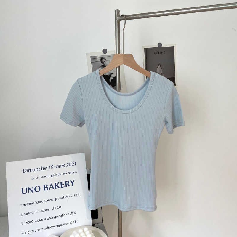 Majica kratkih rukava, pamučna tkanina, okrugli izrez, korejski stil