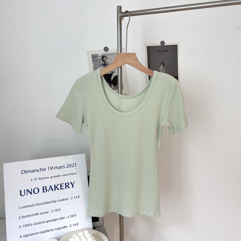Majica kratkih rukava, pamučna tkanina, okrugli izrez, korejski stil