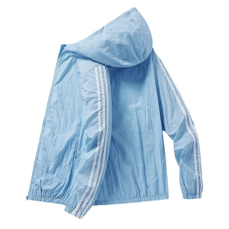 Muška jakna s kapuljom za UV zaštitu, lagana i prozračna, Ice Silk tkanina, glavna tkanina Nylon 100%, prednji zatvarač