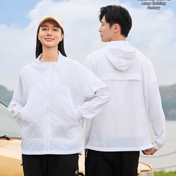 Uniszex külső széldzseki, könnyű és lélegző, nylon, UPF50+ UV védelem, kapucnival, gyorsan száradó