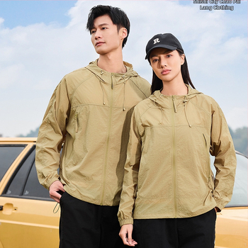 Uniszex külső széldzseki, könnyű és lélegző, nylon, UPF50+ UV védelem, kapucnival, gyorsan száradó