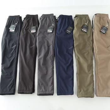 Vyrinės flisinės kelnės su tiesia siluetu, aukšta juosta, su diržu, sintetinių pluoštų mišinys, žiemai ir laisvalaikiui