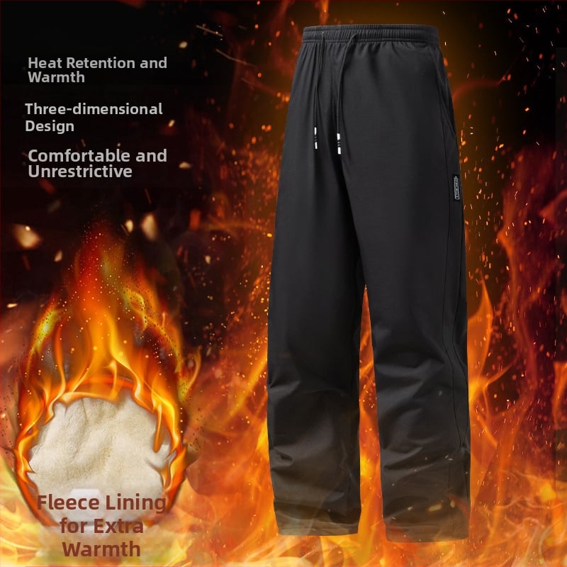 Vyrams tiesaus kirpimo žieminės fliso pamušinės kelnės, poliesterio pluoštas, mikroelastinės