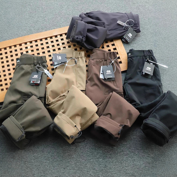 Muške hlače s fleece podstavom, vjetro i vodonepropusne, ravnog kroja, srednji pojas, poliester, mikroelastičnost, s podesivim manžetama na nogavicama