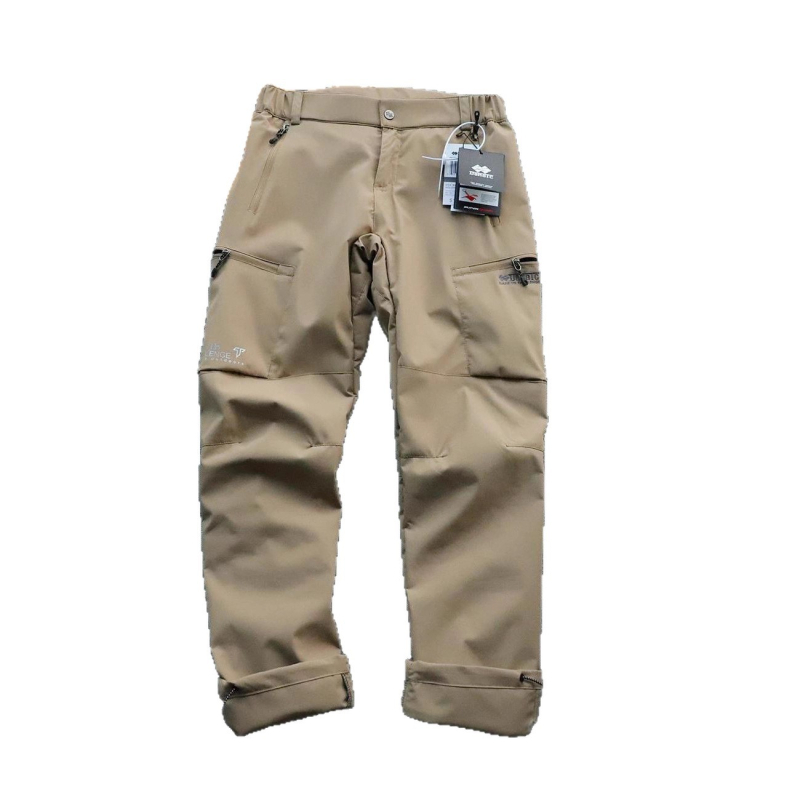 Muške hlače s fleece podstavom, vjetro i vodonepropusne, ravnog kroja, srednji pojas, poliester, mikroelastičnost, s podesivim manžetama na nogavicama