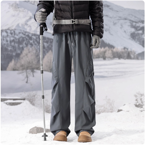 NASA muške ski hlače s fleece podstavom, zima 2025, debele radničke hlače u stilu padobranca, ravni kroj, casual