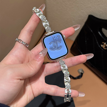 Premium svileni kaiš s kristalima cvijeća za Apple Watch S10 seriju, iWatch98765SE