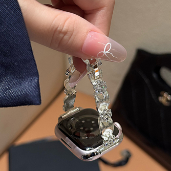 Premium svileni kaiš s kristalima cvijeća za Apple Watch S10 seriju, iWatch98765SE