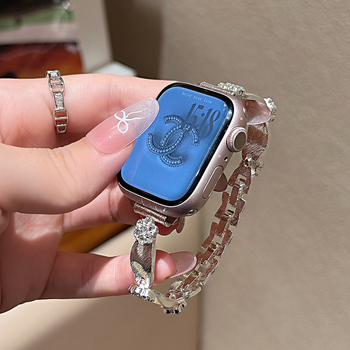 Premium svileni kaiš s kristalima cvijeća za Apple Watch S10 seriju, iWatch98765SE