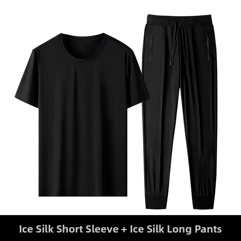 Nailona T-krekla komplekts ar īsām piedurknēm, šorti un bikses — vasara 2024