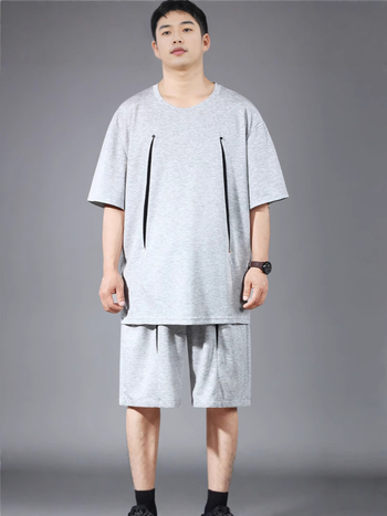 Vīriešu divdaļīgs komplekts: īsās piedurknes T-krekls un šorti, poliesters, ātri žūst