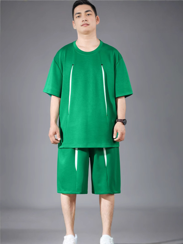 Vīriešu divdaļīgs komplekts: īsās piedurknes T-krekls un šorti, poliesters, ātri žūst