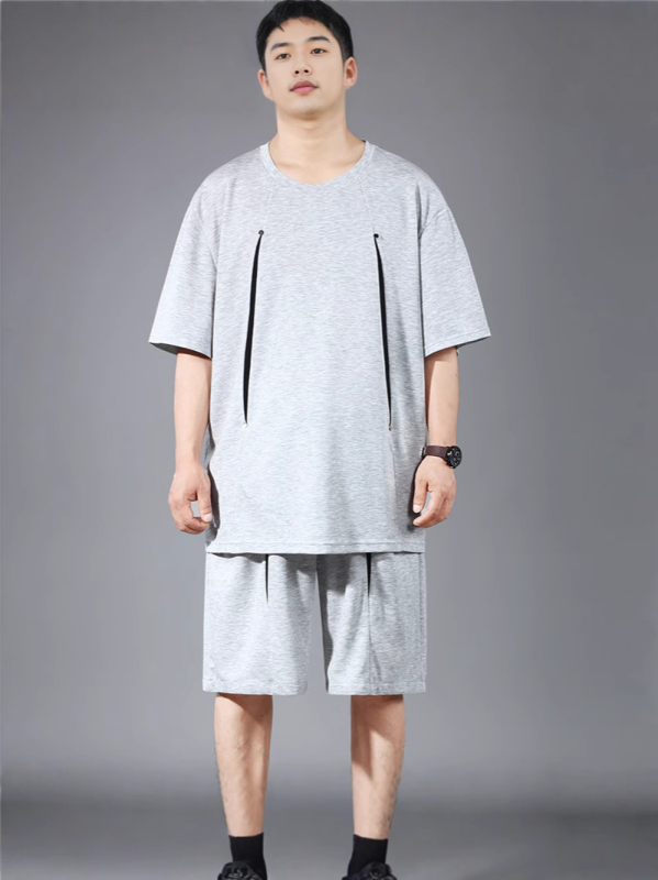 Vīriešu divdaļīgs komplekts: īsās piedurknes T-krekls un šorti, poliesters, ātri žūst