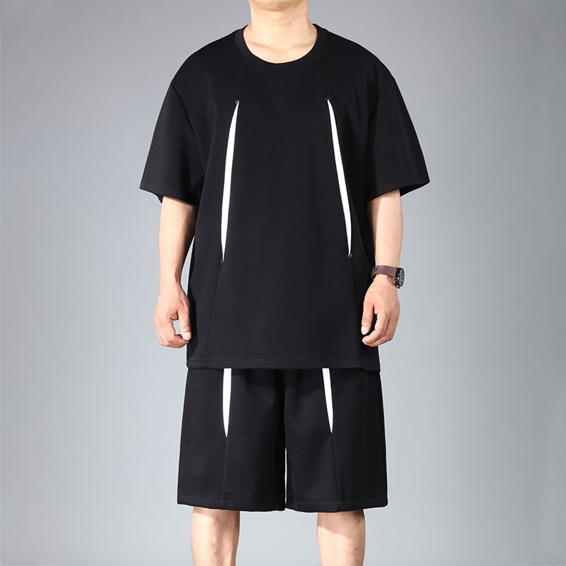 Vīriešu divdaļīgs komplekts: īsās piedurknes T-krekls un šorti, poliesters, ātri žūst