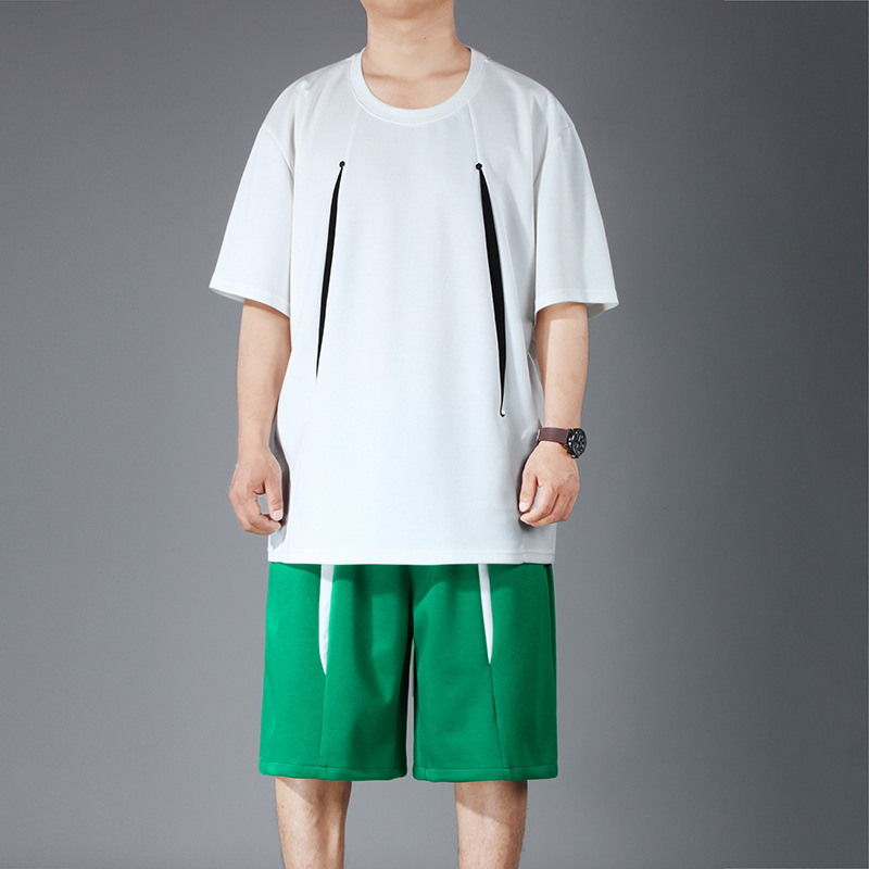 Vīriešu divdaļīgs komplekts: īsās piedurknes T-krekls un šorti, poliesters, ātri žūst