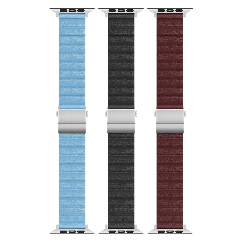 XT Apple Watch каишка – естествена кожа, опростен стил, закопчалка с двойно копче