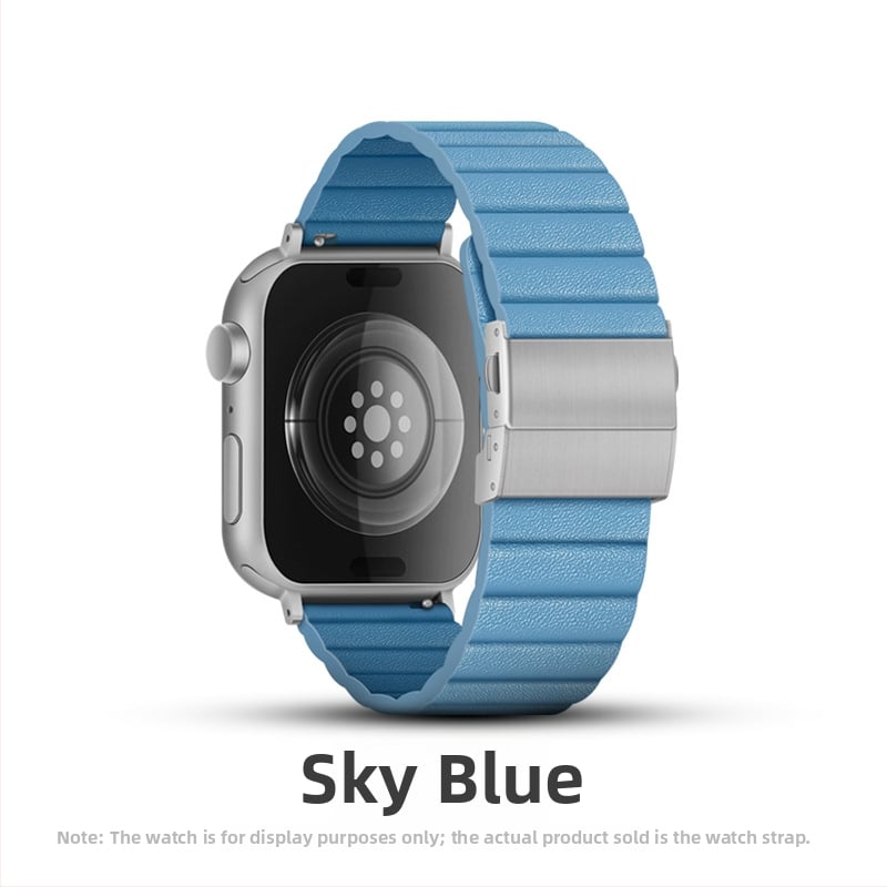 XT Apple Watch каишка – естествена кожа, опростен стил, закопчалка с двойно копче