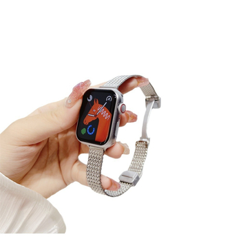 Metalni remen za Apple Watch s motivom pšenice, magnetska kopča, vrhunski dojam, S9 magnetni, tanak dizajn S8