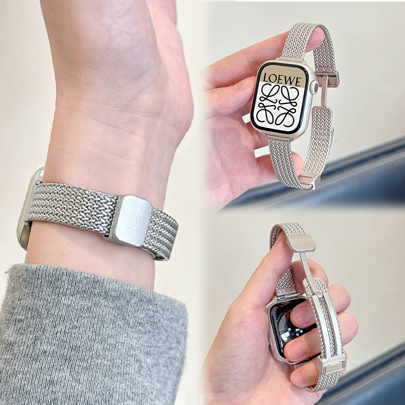 Metalni remen za Apple Watch s motivom pšenice, magnetska kopča, vrhunski dojam, S9 magnetni, tanak dizajn S8