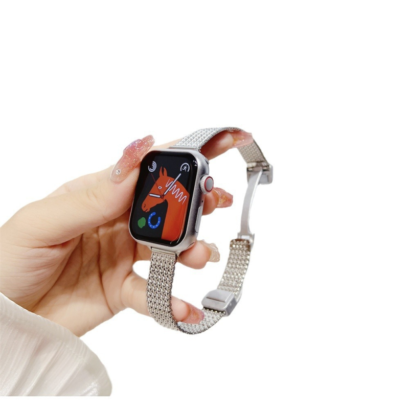 Metalni remen za Apple Watch s motivom pšenice, magnetska kopča, vrhunski dojam, S9 magnetni, tanak dizajn S8